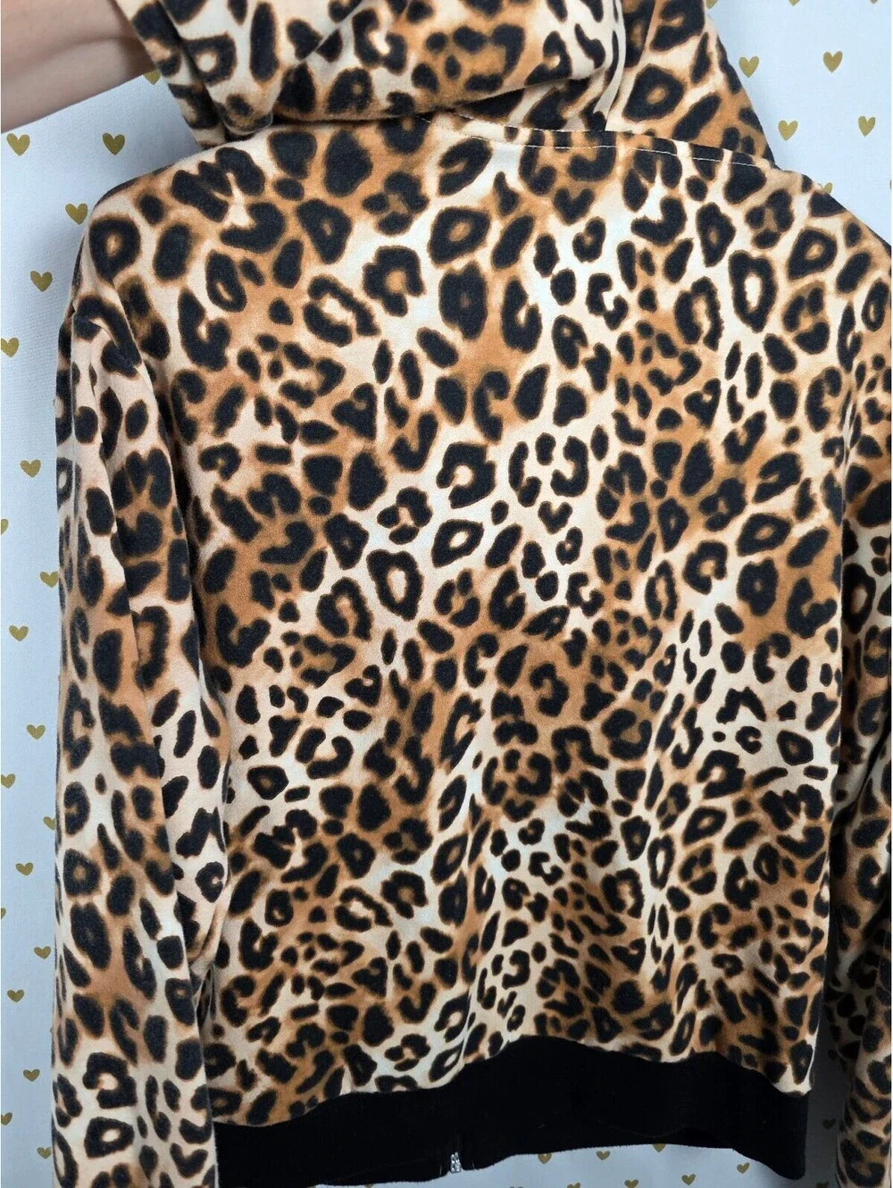 Victoria's Secret PINK Leopard Faux Fur Hoodie Full Zip Small S Rare
